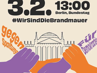 Aufruf zum Aktionstag am 3. Februar 24 #WirSindDieBrandmauer